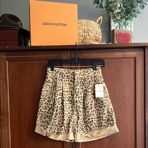 Free People Tan Leopard High Waist Shorts